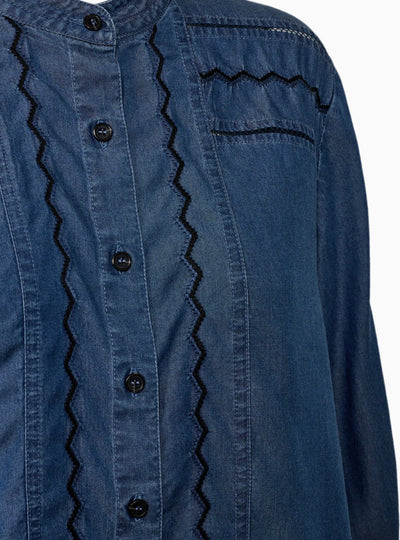 Celika Embroidered Denim Shirt - Mid Dark Denim