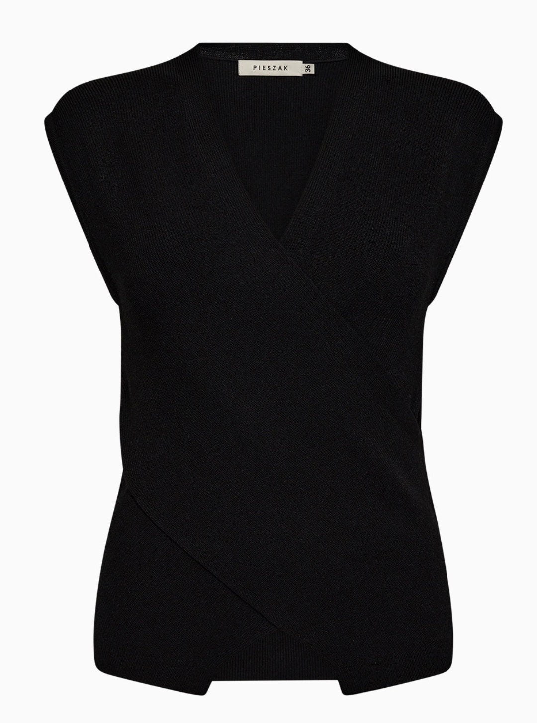 Vigga Cross-over Knit Top in Black