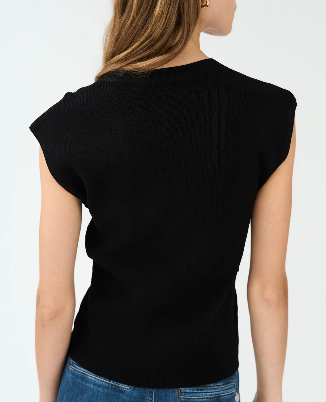 Vigga Cross-over Knit Top in Black