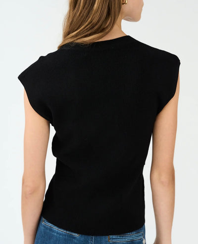 Vigga Cross-over Knit Top in Black