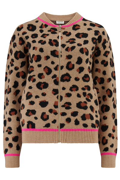 Solana knitted leopard bomber jacket