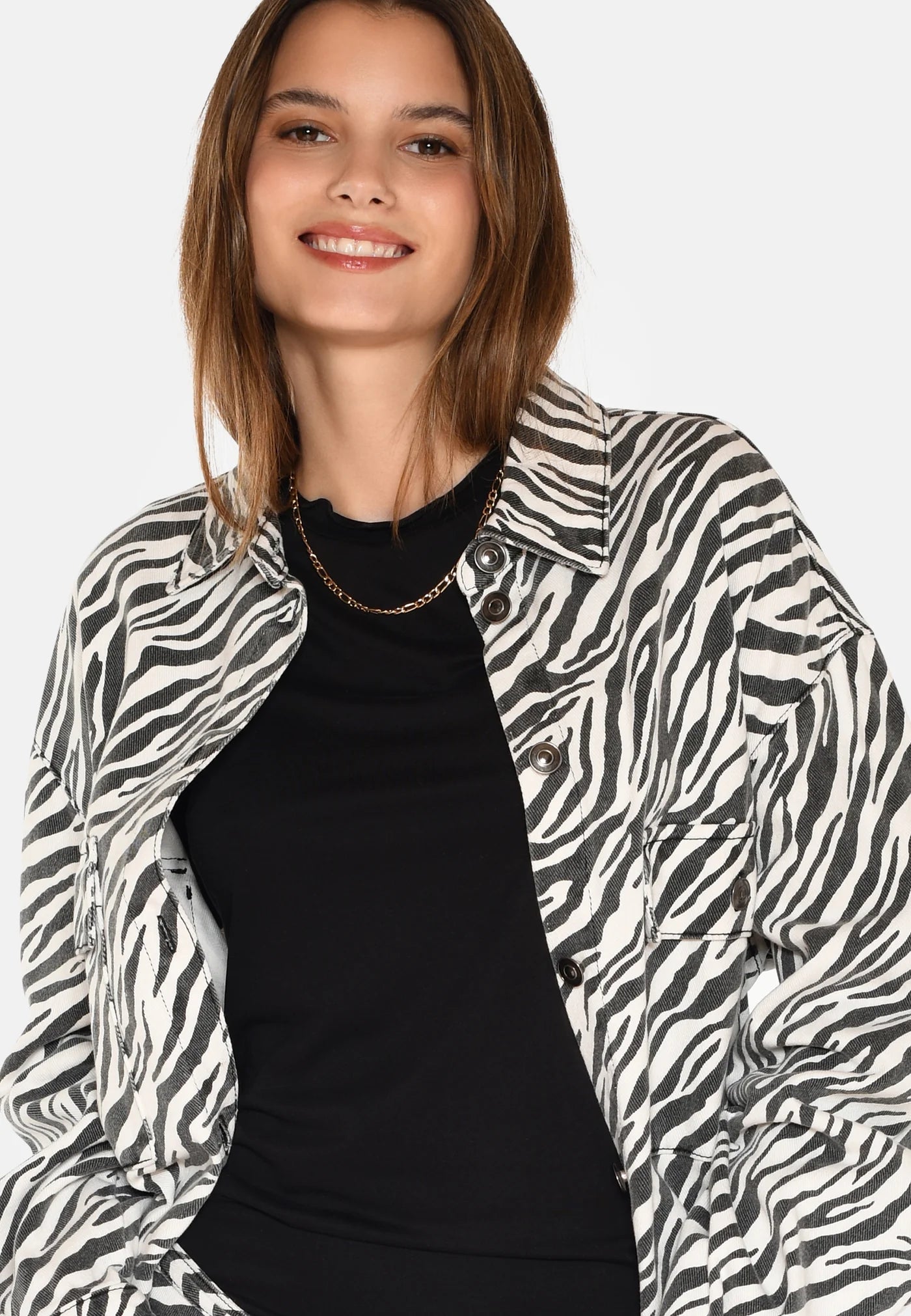 Noliana zebra denim shirt