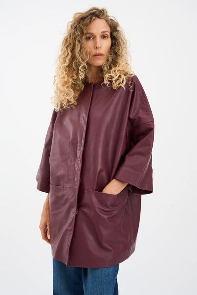 Lanni leather half sleeve jacket