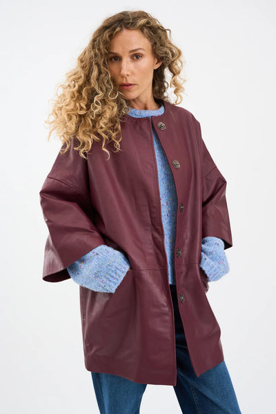 Lanni leather half sleeve jacket