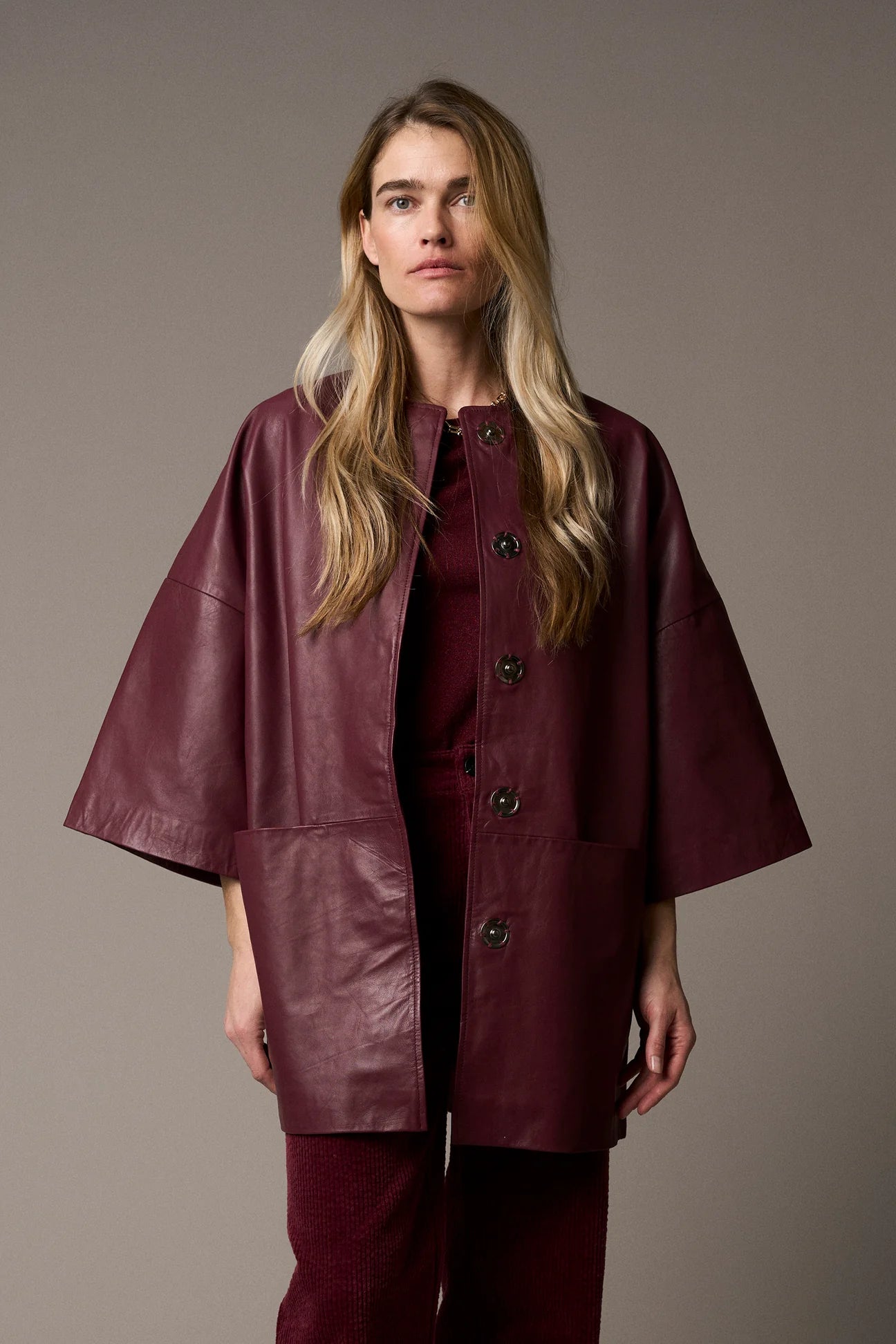 Lanni leather half sleeve jacket