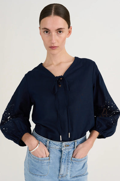 Pina blouse in midnight navy