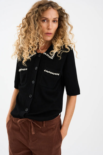 Vigga rhinestone polo knit