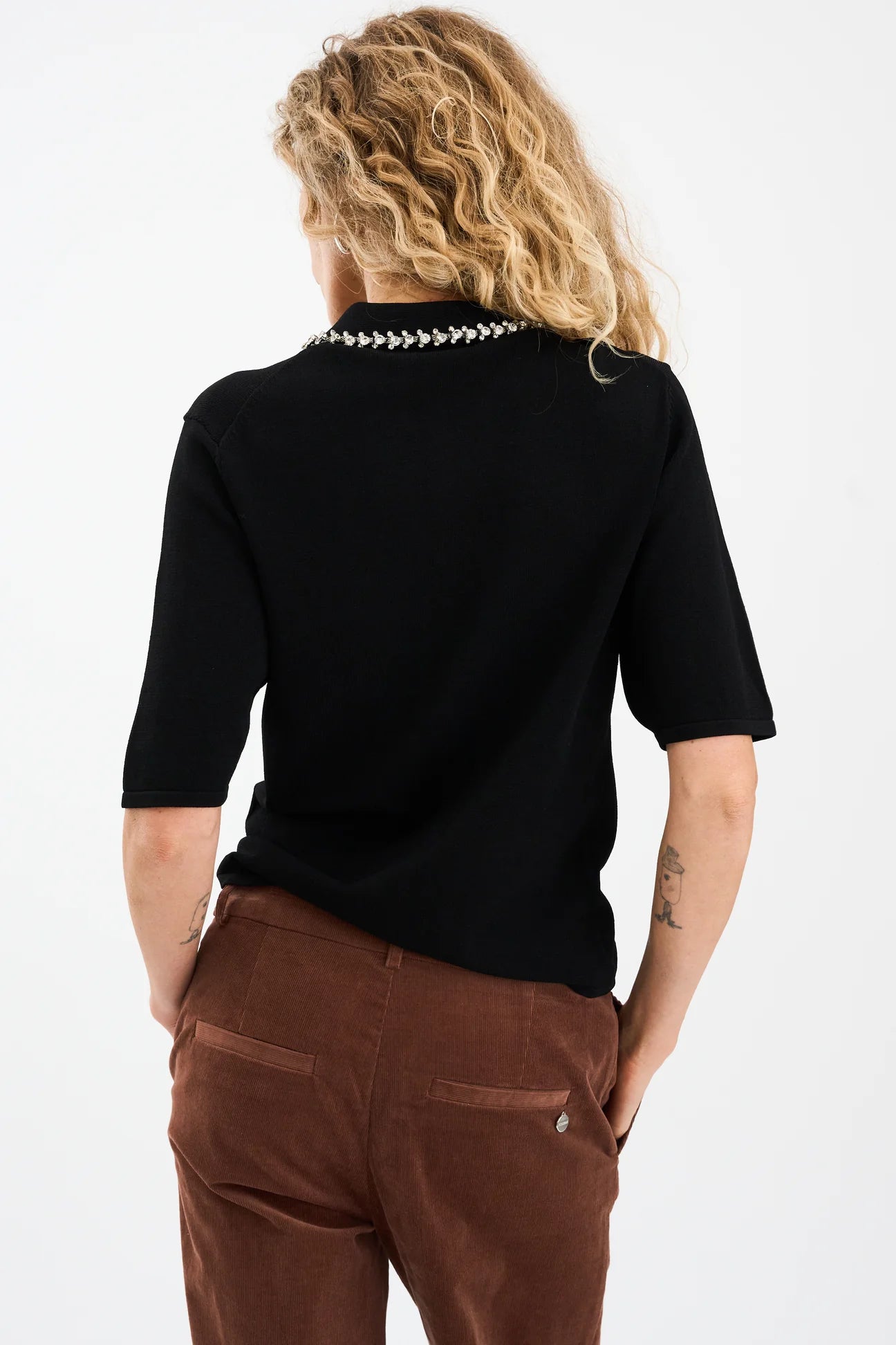 Vigga rhinestone polo knit