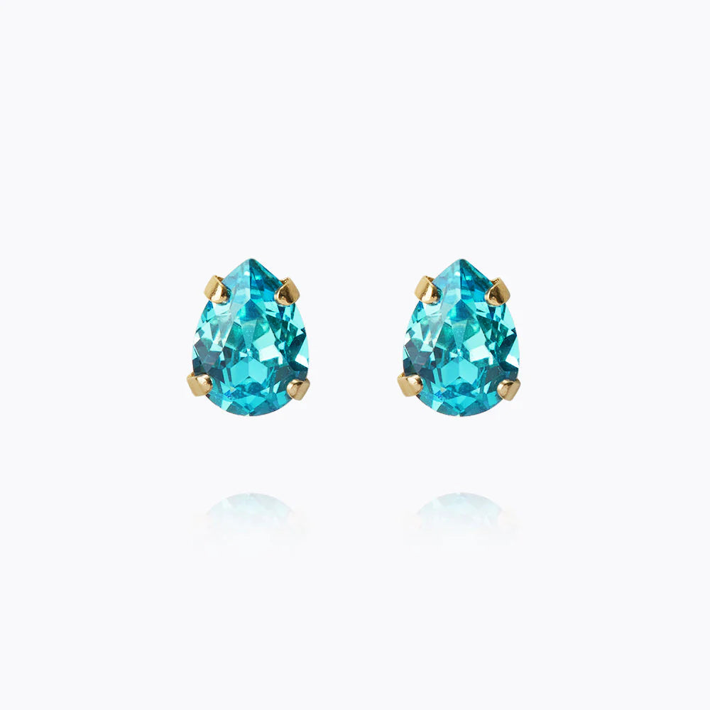 Petite drop stud earrings in aquamarine