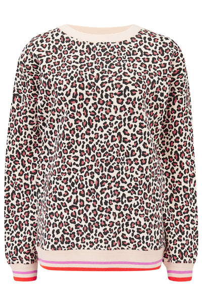 Eadie relalxed sweatshirt in stone leopard print