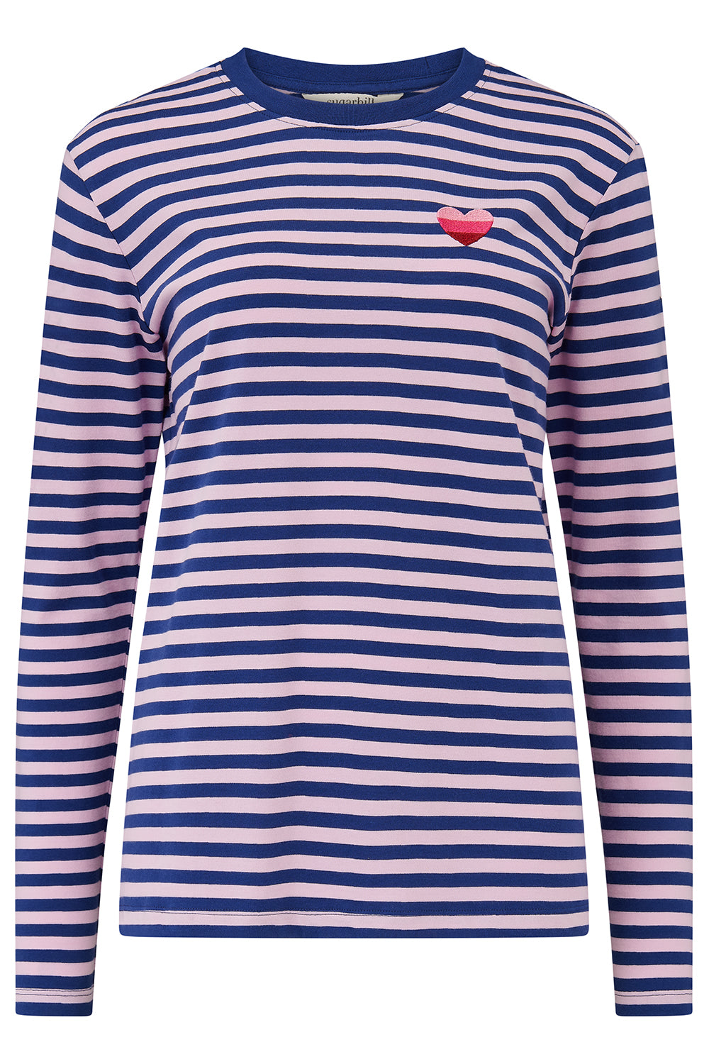 Brunswick jersey top in navy lilac heart