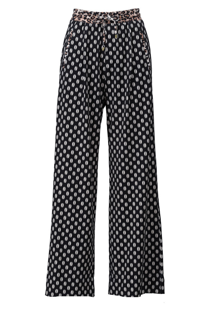 Wide leg trousers with leopard print waistband