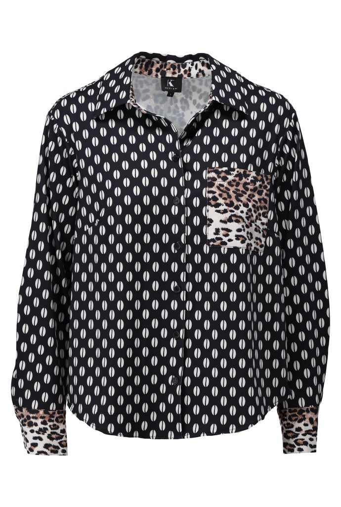 Jersey blouse with leopard print