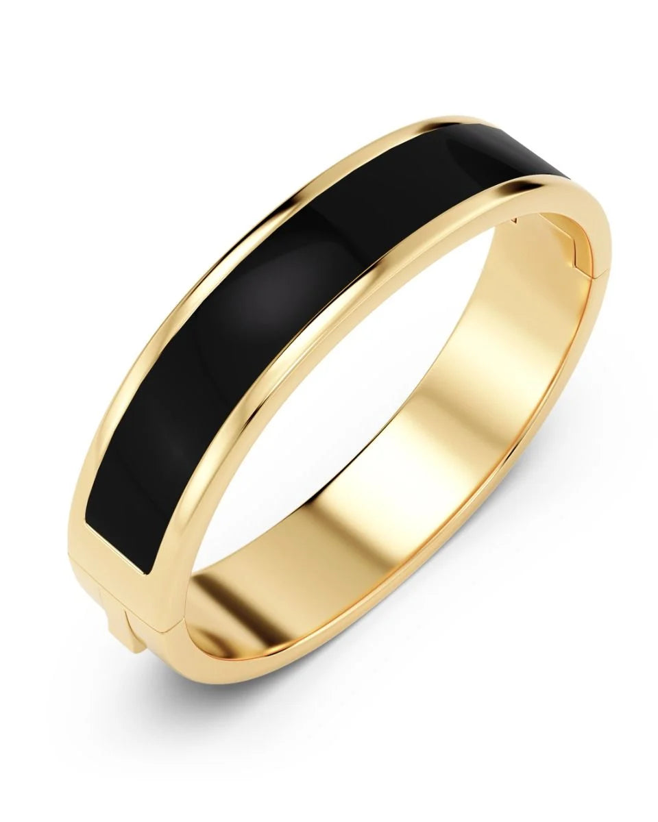 Frame enamel bangle black  gold