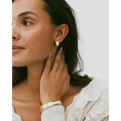 Frame off white enamel earrings