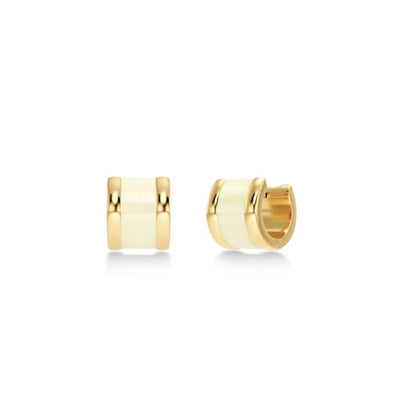 Frame off white enamel earrings