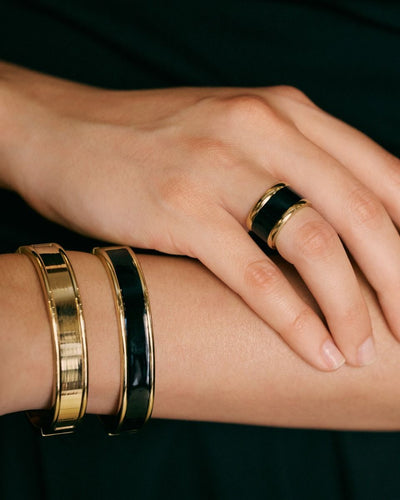 Frame enamel bangle black  gold