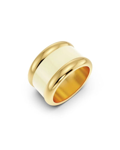 Frame Enamel ring gold off white