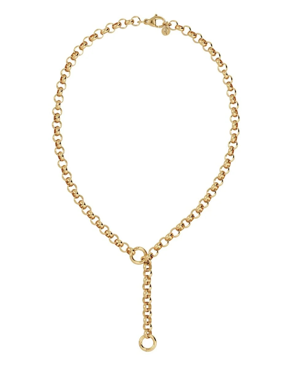 Loop charm chain necklace in gold