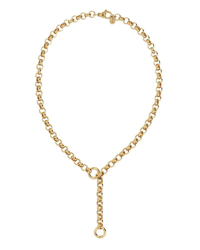 Loop charm chain necklace in gold