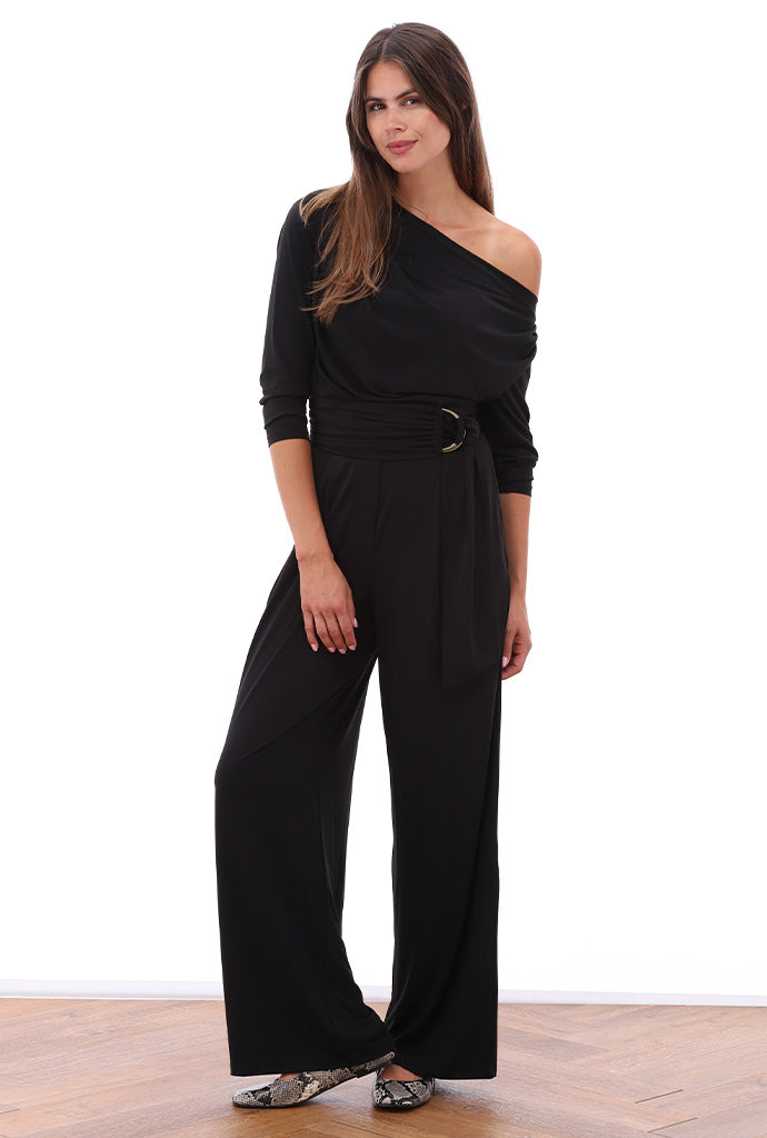 Off the shoulder black jumpsuit