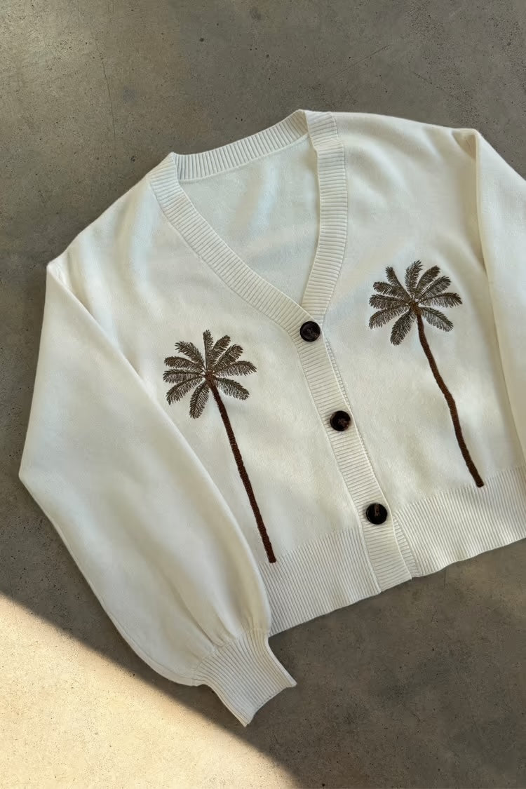 Embroidered palm  cardigan