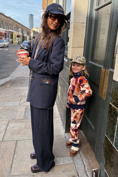 Navy pinstripe Taylor blazer in petite fit